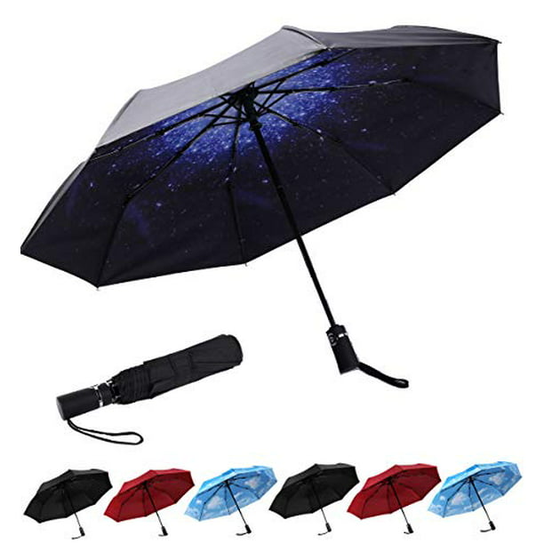 Auto Open/Close Compact Umbrella,Natural Animal Automatic Folding Travel Umbrella Ergonomic Non-Slip Handle 
